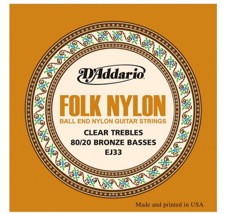 D'Addario EJ33 Folk Nylon 80/20 Bronze/Ball End Clear Treble Guitar Strings