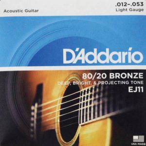 D'Addario EJ11 Light 80/20 Bronze Acoustic Strings - .012-.053