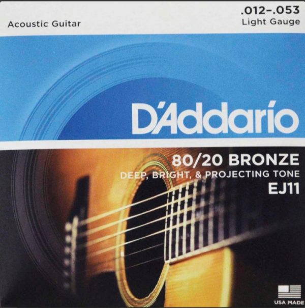 D'Addario EJ11 Light 80/20 Bronze Acoustic Strings - .012-.053