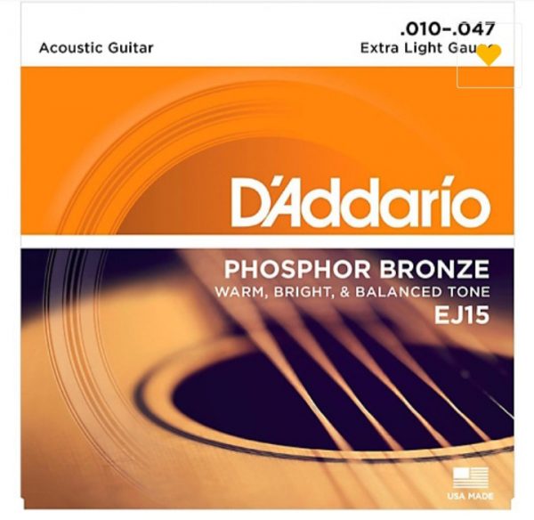 D'Addario EJ15 Phosphor Bronze Extra Light Acoustic Strings Single-Pack