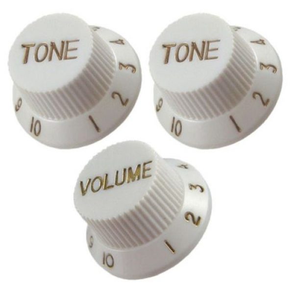 Genres 3 Pcs Guitar Control Speed Tone Volume Knobs For ST Sq Electric White