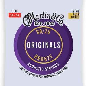 Martin M140 80/20 Bronze Acoustic Guitar Strings - Light, Light ( 12-54 )