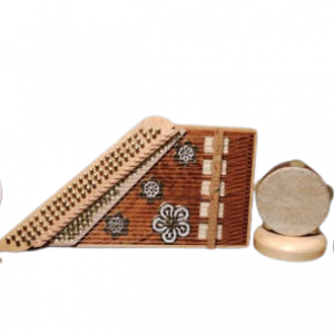 Wooden Musical Instruments Small Models Antique Drum Oud Violin Riq Kanoun Guitar - 6 Pcs