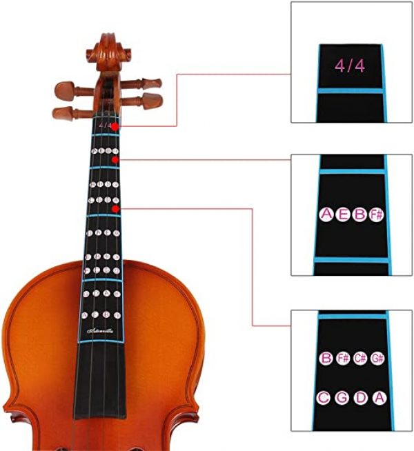 Violin Finger Guide Fingerboard Sticker, Removable 4/4 Violin Fiddle Finger Fingerboard Fretboard Sticker for Beginners Practice