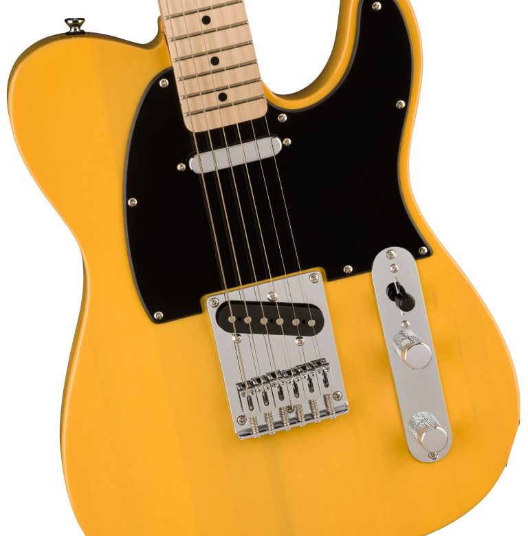 Squier Sonic® Telecaster®, Maple Fingerboard, Black Pickguard, Butterscotch Blonde